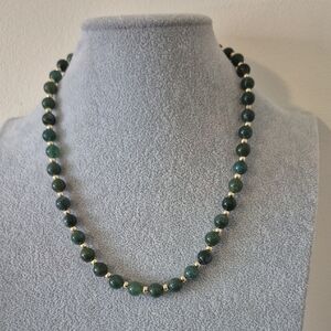 Natural Green Moss Agate Necklace 20" Matching Braclet 7"